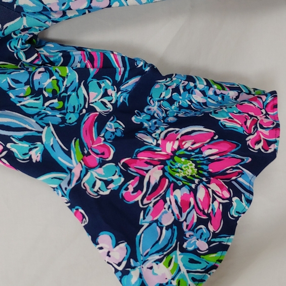 Lilly Pulitzer Calla Off the Shoulder Jumpsuit High Tide Pineapple XXS - Picture 4 of 9